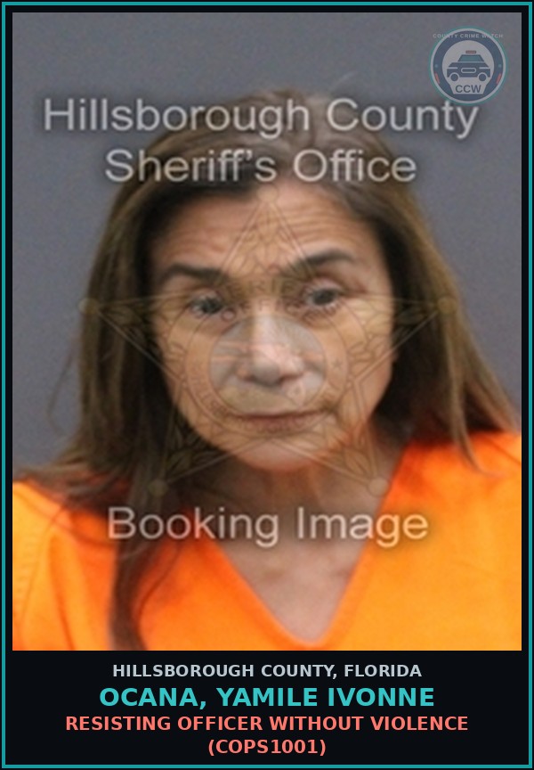 Booking mugshot of OCANA, YAMILE IVONNE in Hillsborough County