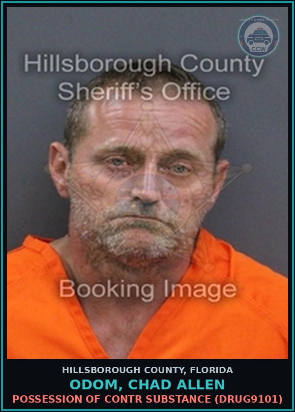 Booking mugshot of ODOM, CHAD ALLEN in Hillsborough County