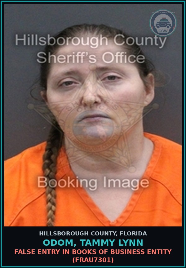 Booking mugshot of ODOM, TAMMY LYNN in Hillsborough County
