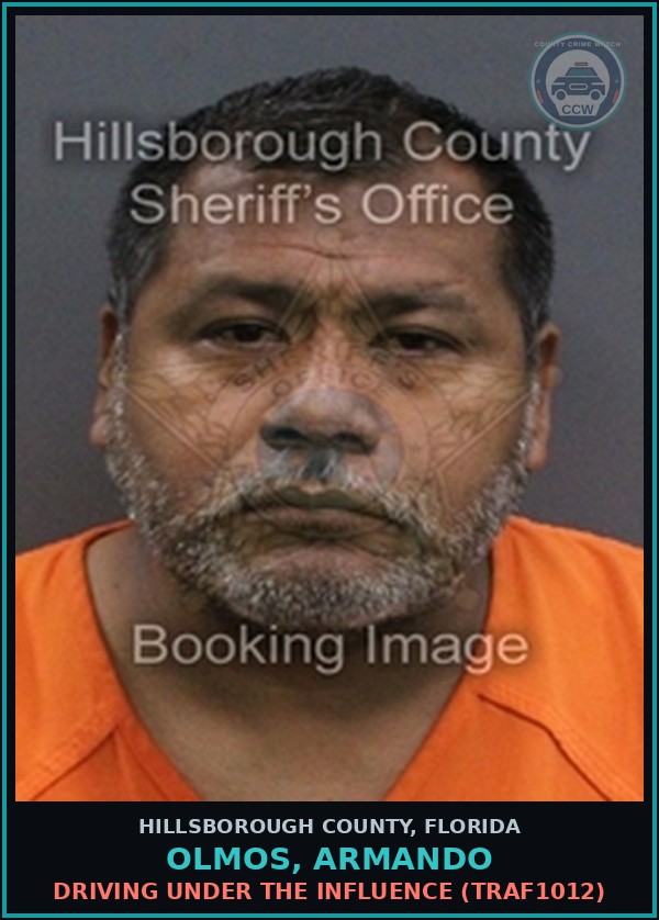 Booking mugshot of OLMOS, ARMANDO in Hillsborough County