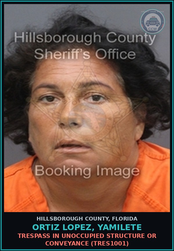 Booking mugshot of ORTIZ LOPEZ, YAMILETE in Hillsborough County