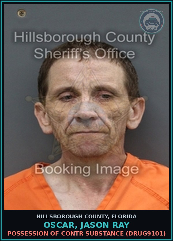 Booking mugshot of OSCAR, JASON RAY in Hillsborough County