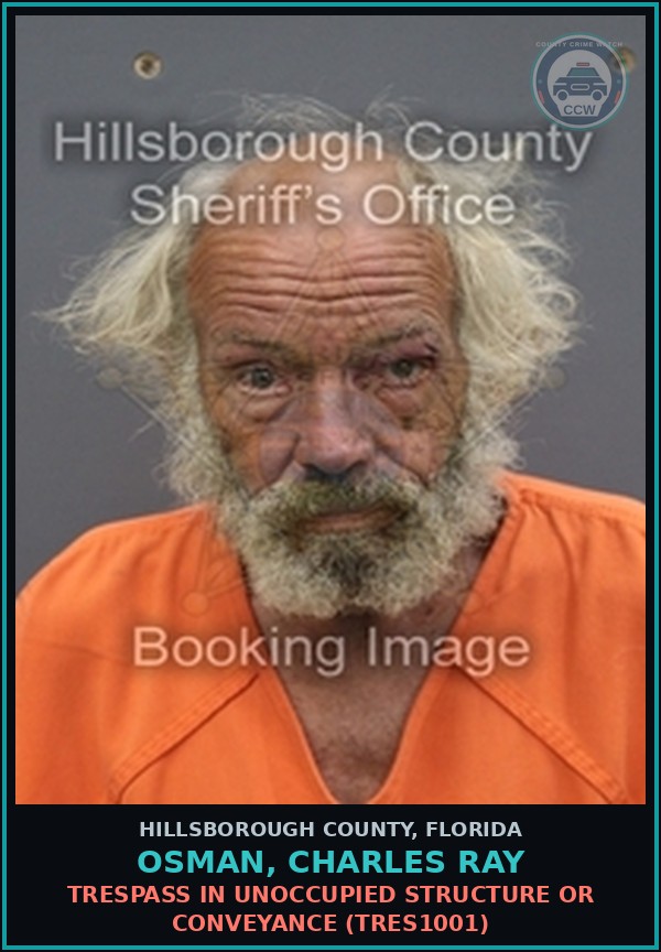 Booking mugshot of OSMAN, CHARLES RAY in Hillsborough County