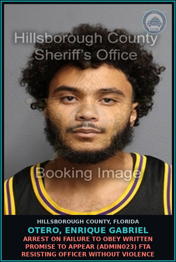 Booking mugshot of OTERO, ENRIQUE GABRIEL in Hillsborough County