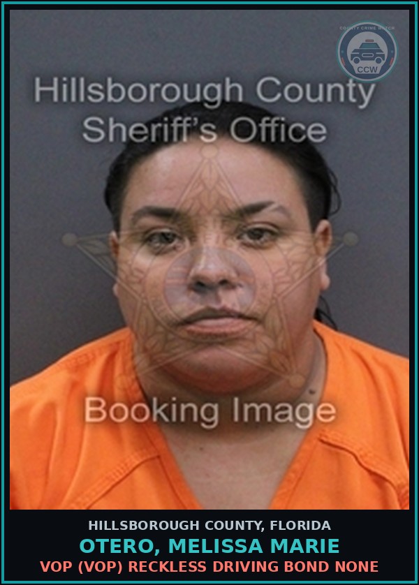 Booking mugshot of OTERO, MELISSA MARIE in Hillsborough County