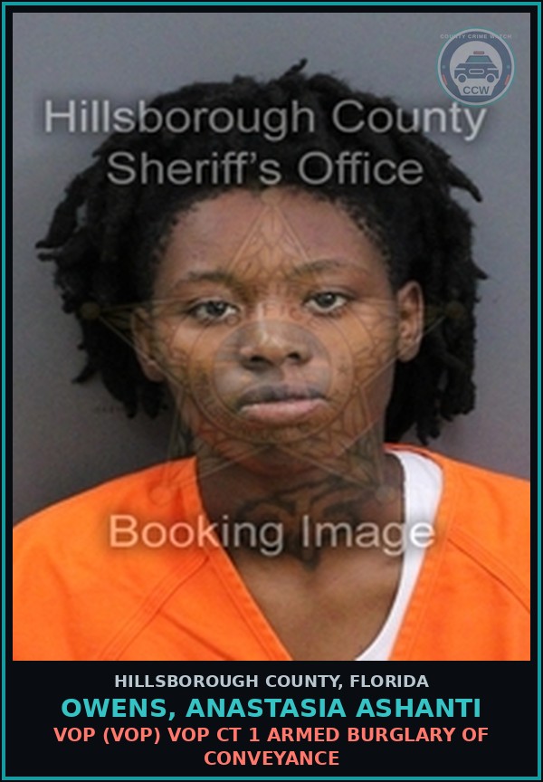 Booking mugshot of OWENS, ANASTASIA ASHANTI in Hillsborough County