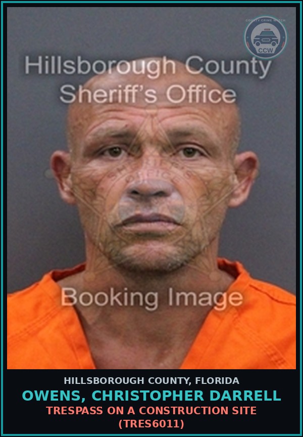 Booking mugshot of OWENS, CHRISTOPHER DARRELL in Hillsborough County