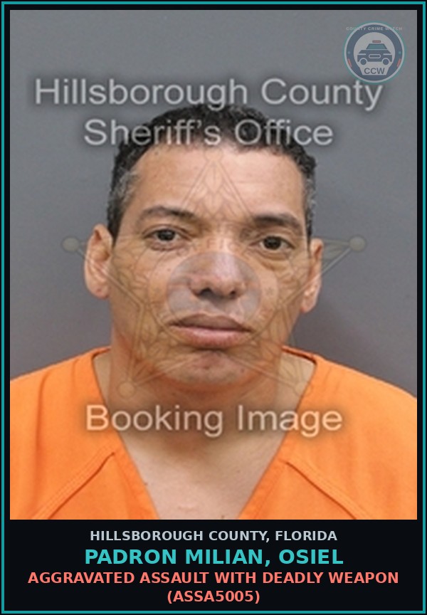 Booking mugshot of PADRON MILIAN, OSIEL in Hillsborough County