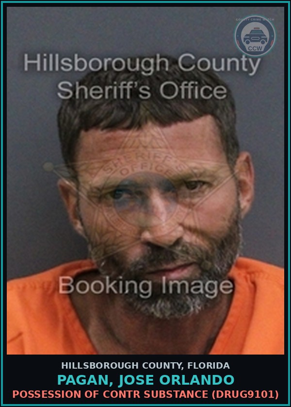 Booking mugshot of PAGAN, JOSE ORLANDO in Hillsborough County