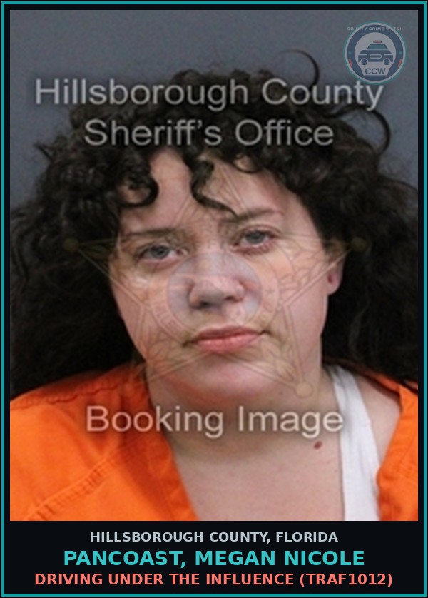Booking mugshot of PANCOAST, MEGAN NICOLE in Hillsborough County