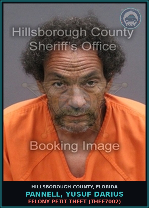 Booking mugshot of PANNELL, YUSUF DARIUS in Hillsborough County