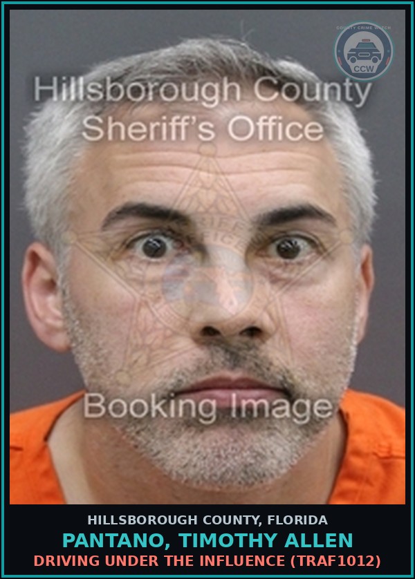 Booking mugshot of PANTANO, TIMOTHY ALLEN in Hillsborough County