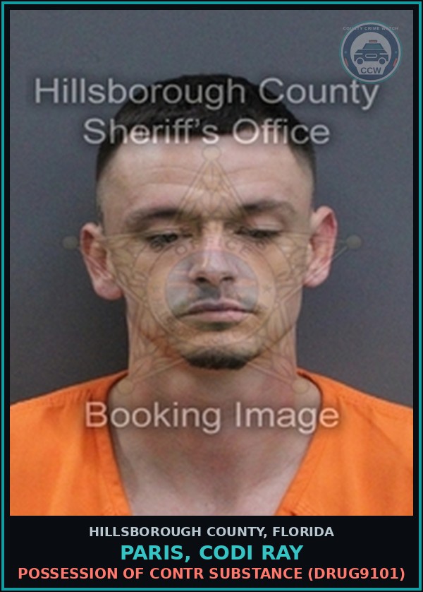 Booking mugshot of PARIS, CODI RAY in Hillsborough County