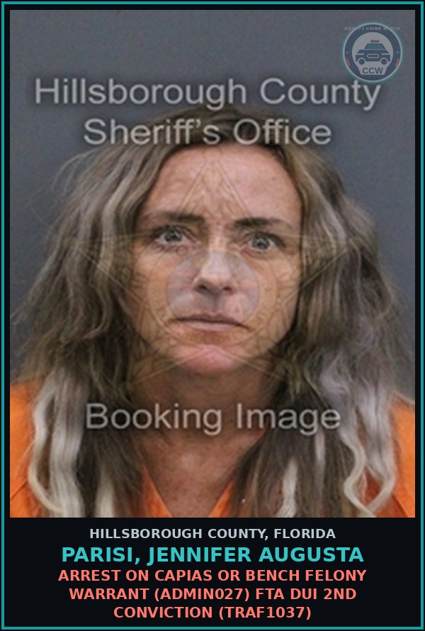 Booking mugshot of PARISI, JENNIFER AUGUSTA in Hillsborough County