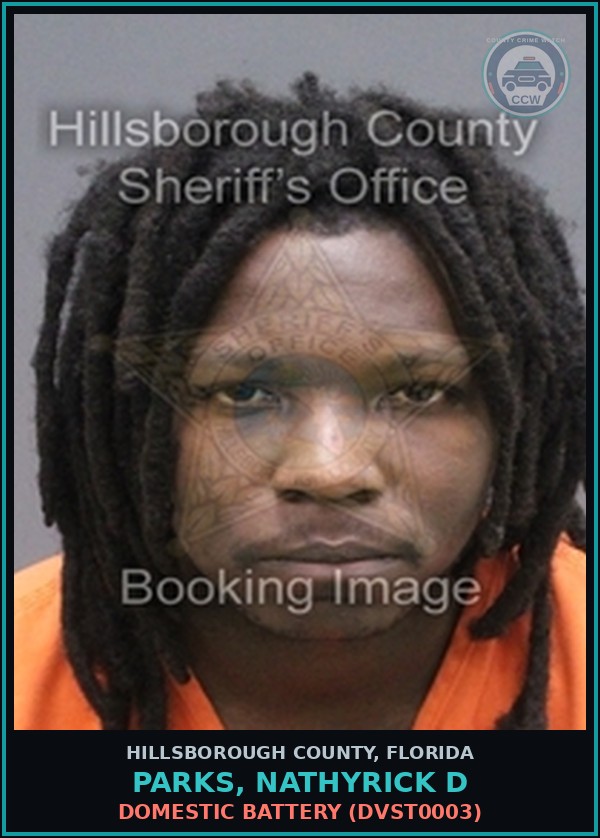 Booking mugshot of PARKS, NATHYRICK D in Hillsborough County