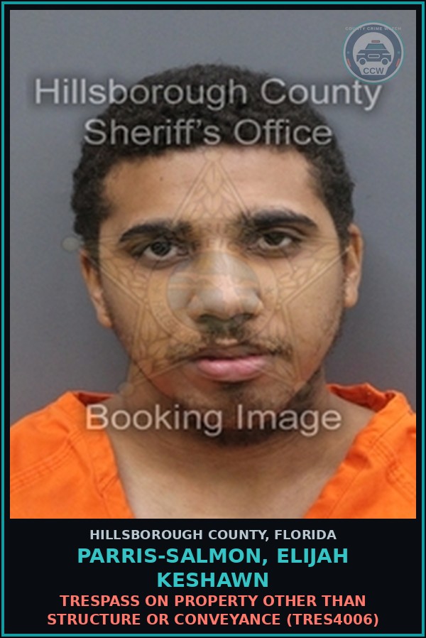 Booking mugshot of PARRIS-SALMON, ELIJAH KESHAWN in Hillsborough County