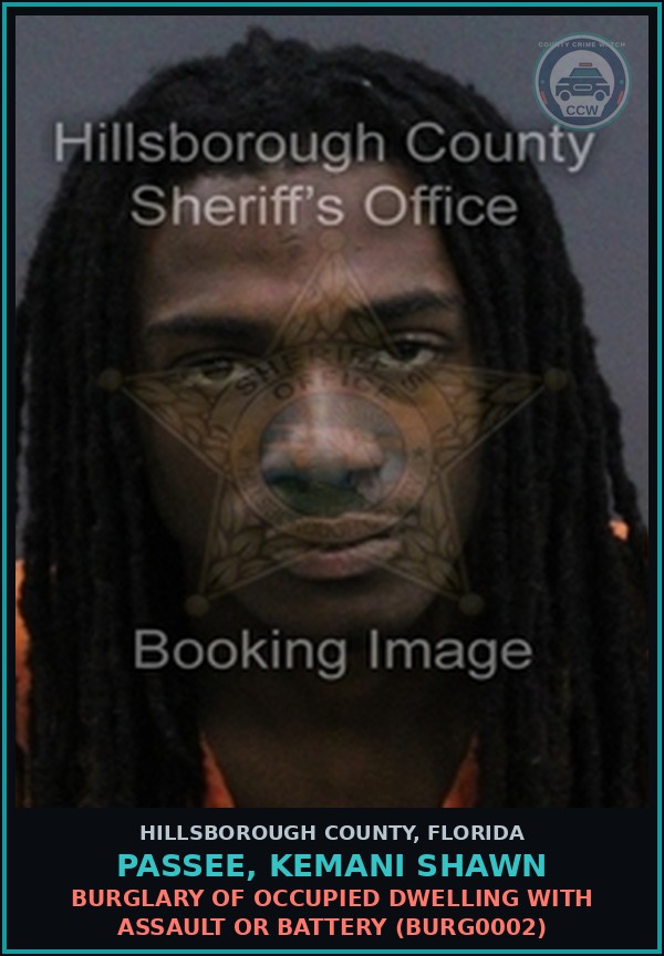 Booking mugshot of PASSEE, KEMANI SHAWN in Hillsborough County