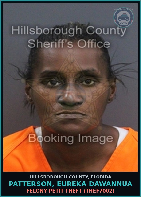 Booking mugshot of PATTERSON, EUREKA DAWANNUA in Hillsborough County