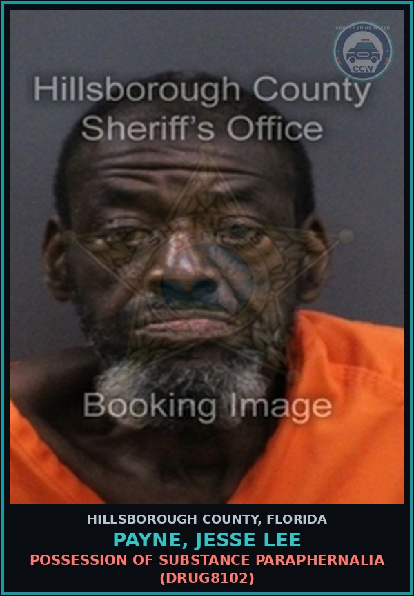 Booking mugshot of PAYNE, JESSE LEE in Hillsborough County