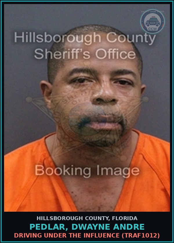 Booking mugshot of PEDLAR, DWAYNE ANDRE in Hillsborough County