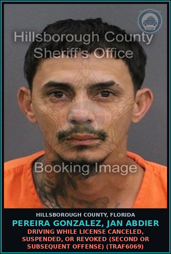 Booking mugshot of PEREIRA GONZALEZ, JAN ABDIER in Hillsborough County