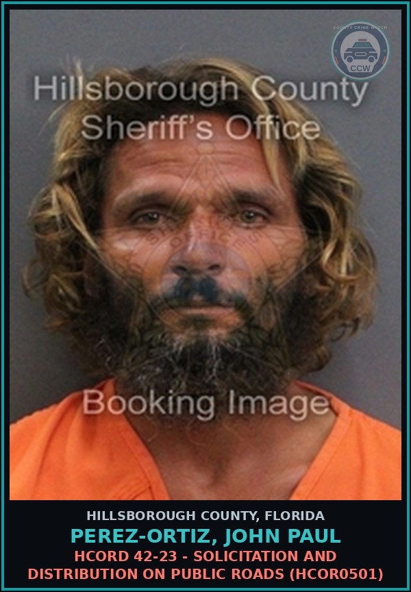 Booking mugshot of PEREZ-ORTIZ, JOHN PAUL in Hillsborough County