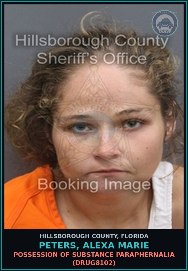 Booking mugshot of PETERS, ALEXA MARIE in Hillsborough County