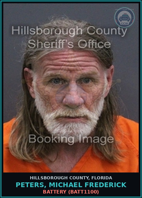 Booking mugshot of PETERS, MICHAEL FREDERICK in Hillsborough County