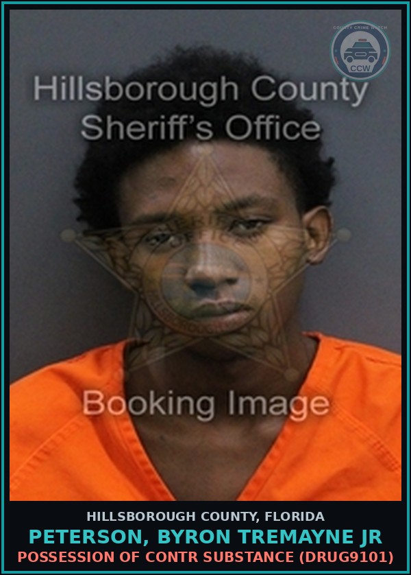 Booking mugshot of PETERSON, BYRON TREMAYNE JR in Hillsborough County