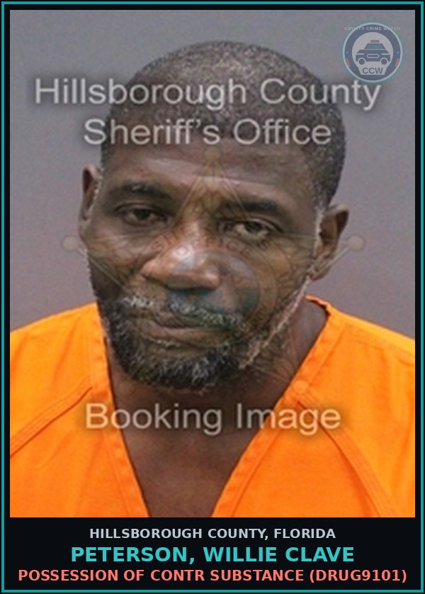 Booking mugshot of PETERSON, WILLIE CLAVE in Hillsborough County