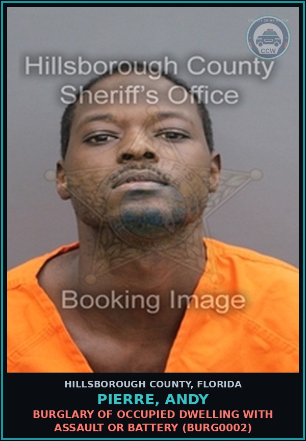 Booking mugshot of PIERRE, ANDY in Hillsborough County
