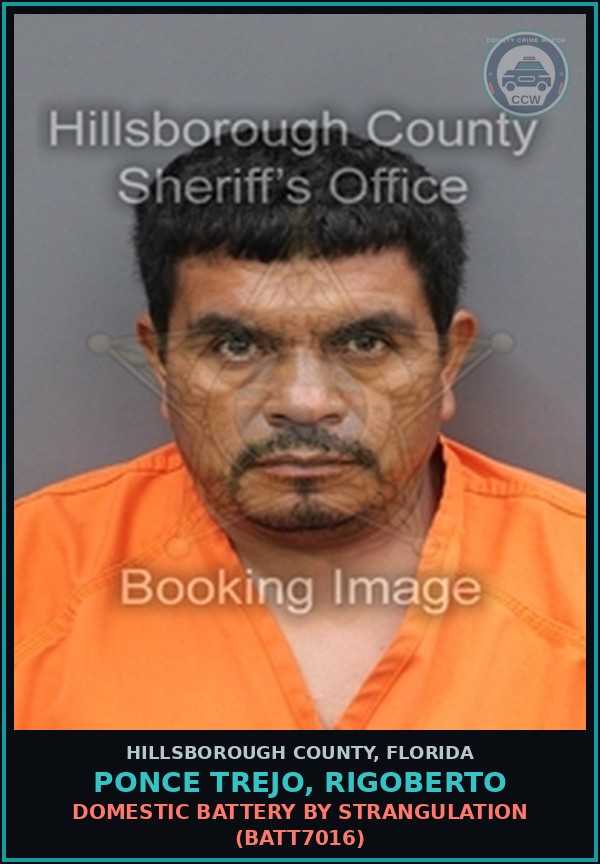Booking mugshot of PONCE TREJO, RIGOBERTO in Hillsborough County