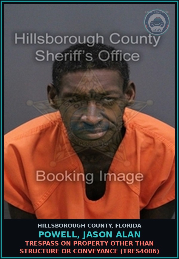 Booking mugshot of POWELL, JASON ALAN in Hillsborough County