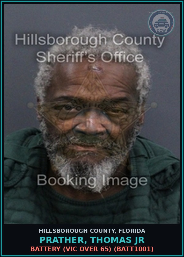 Booking mugshot of PRATHER, THOMAS JR in Hillsborough County