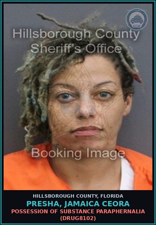 Booking mugshot of PRESHA, JAMAICA CEORA in Hillsborough County