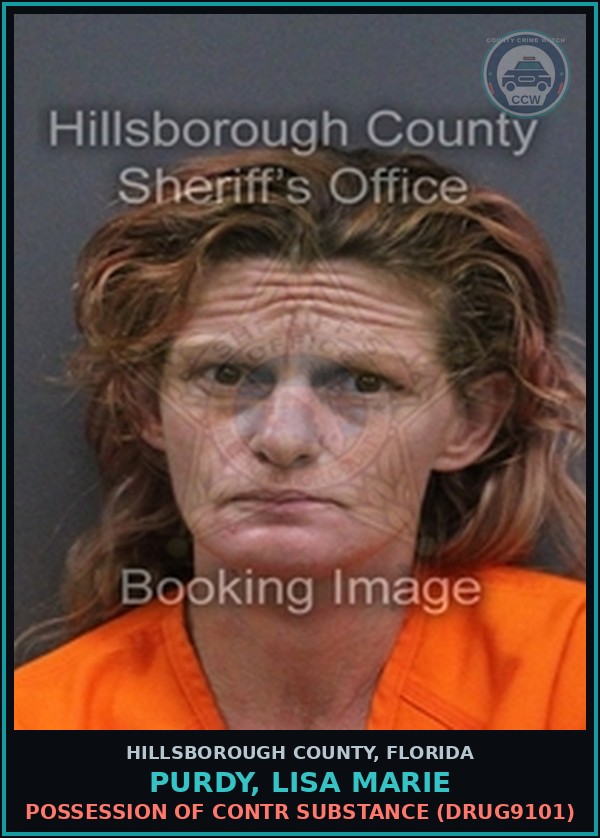 Booking mugshot of PURDY, LISA MARIE in Hillsborough County