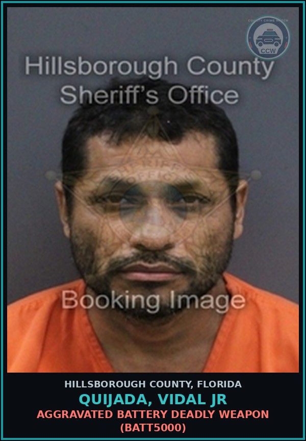 Booking mugshot of QUIJADA, VIDAL JR in Hillsborough County