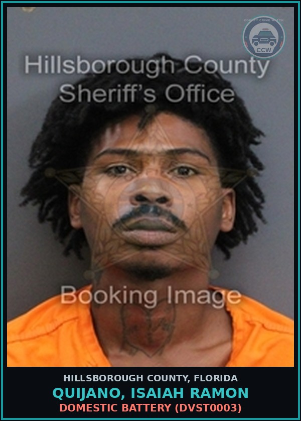 Booking mugshot of QUIJANO, ISAIAH RAMON in Hillsborough County