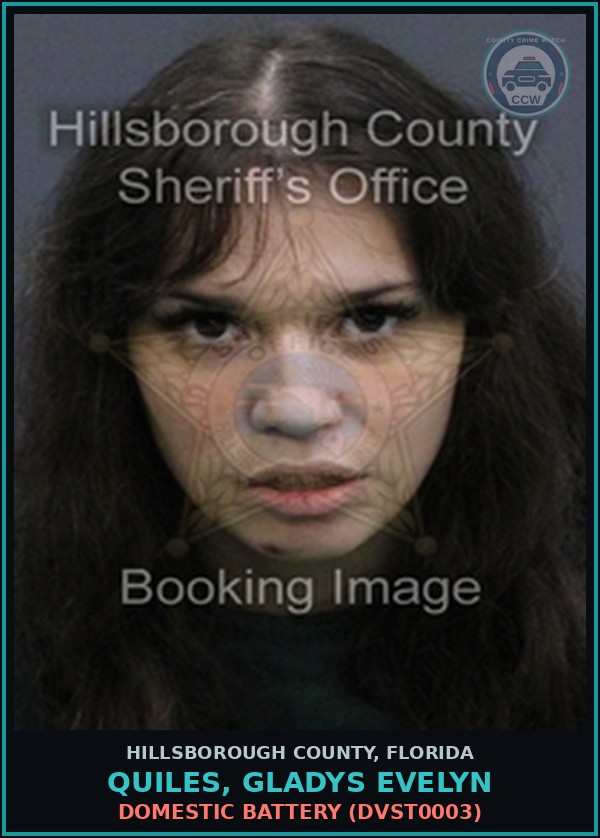 Booking mugshot of QUILES, GLADYS EVELYN in Hillsborough County