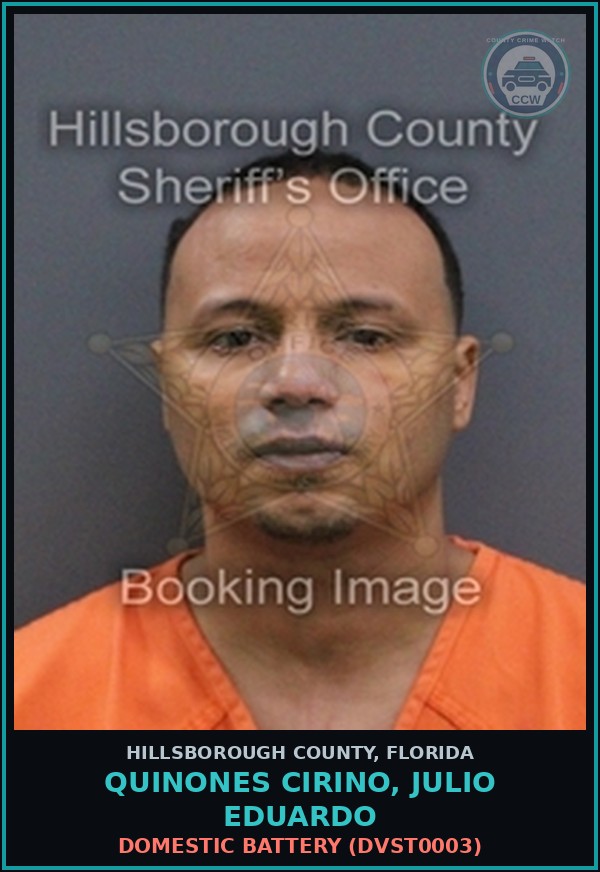 Booking mugshot of QUINONES CIRINO, JULIO EDUARDO in Hillsborough County