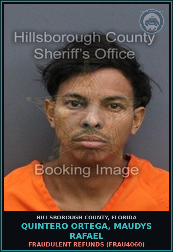 Booking mugshot of QUINTERO ORTEGA, MAUDYS RAFAEL in Hillsborough County