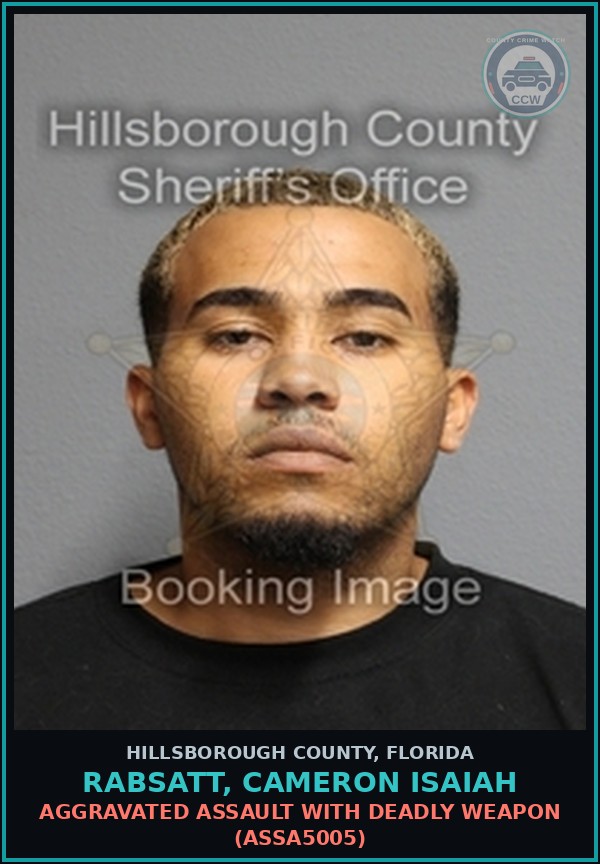 Booking mugshot of RABSATT, CAMERON ISAIAH in Hillsborough County