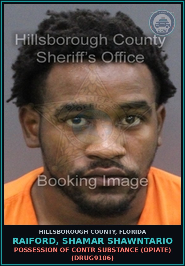 Booking mugshot of RAIFORD, SHAMAR SHAWNTARIO in Hillsborough County