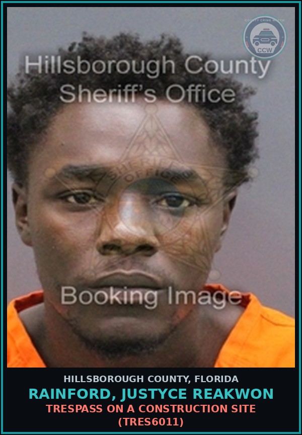 Booking mugshot of RAINFORD, JUSTYCE REAKWON in Hillsborough County