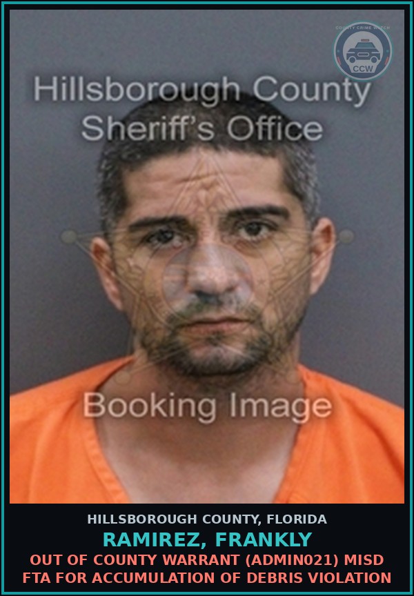 Booking mugshot of RAMIREZ, FRANKLY in Hillsborough County