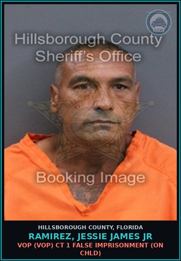 Booking mugshot of RAMIREZ, JESSIE JAMES JR in Hillsborough County
