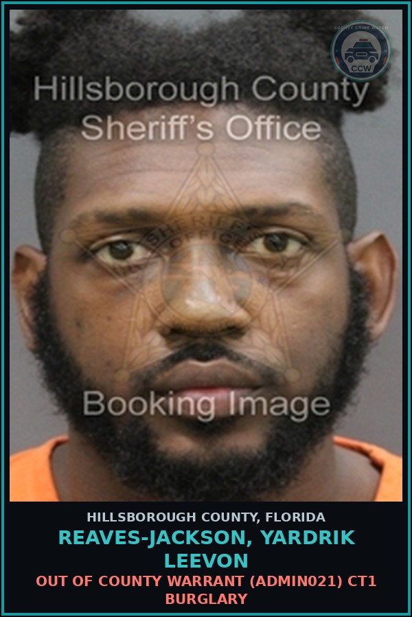 Booking mugshot of REAVES-JACKSON, YARDRIK LEEVON in Hillsborough County