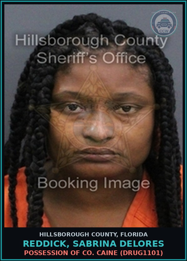 Booking mugshot of REDDICK, SABRINA DELORES in Hillsborough County