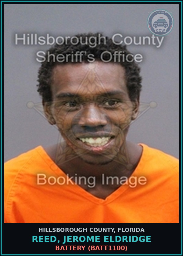 Booking mugshot of REED, JEROME ELDRIDGE in Hillsborough County