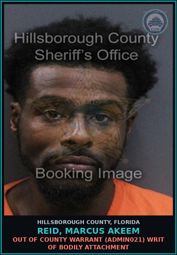 Booking mugshot of REID, MARCUS AKEEM in Hillsborough County